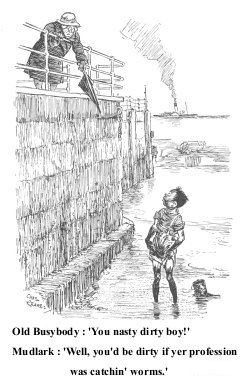 Cartoon of muddy boy searching for worms.