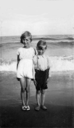 Dad, Sid, and sister Eve at Ramesgate, 1931. 